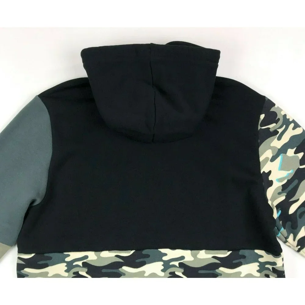 Fila Akeem Hoodie Sweatshirt Mens 2XL XXL Black Blue Camouflage Camo Pullover - Picture 10 of 11